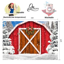 LYLYCTY 7x5ft Barn Backdrop, Winter Farm Snowy Red Wooden Barn Christmas Party Photography Backdrop Prop, Dessert Table Decoration Adult Portrait Photo Booth Banner RBJLSLY67