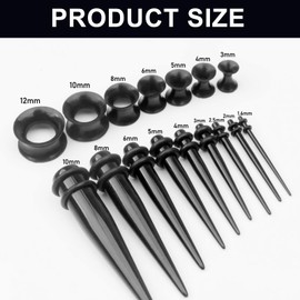 50 Pcs Ear Stretching Kit - Acrylic Tapers & Plugs with Double O-Rings - 14G-00G - Ear Stretching Kit for Piercing - Big Ear Gauges Kit - Septum Stretching Kit - Acrylic Tapers & Plugs