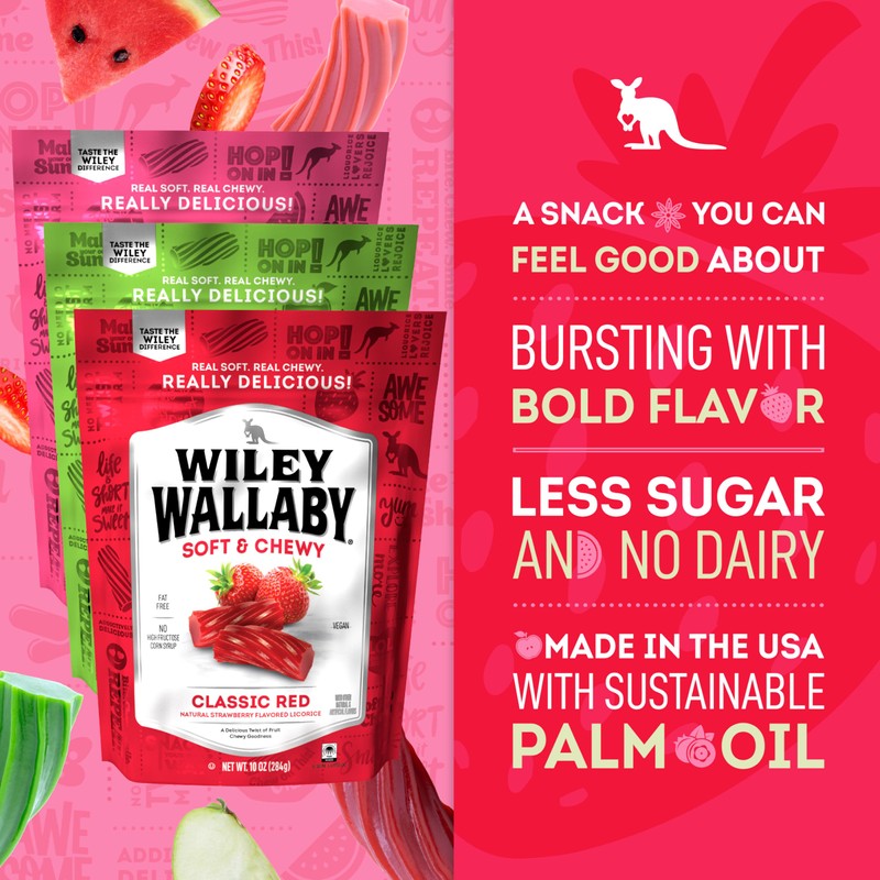 Wiley Wallaby Licorice 10 Ounce Variety Pack - Red, Watermelon