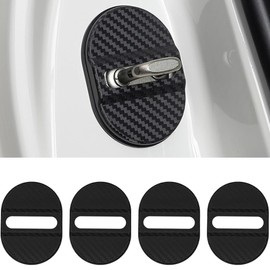 BlinkAutor 4PCS Car Door Lock Cover, Carbon Fiber Texture Door Latch Protector for Rust Prevention & Noise Reduction, Universal Automotive Door Lock Guard Accessories for Cars SUVs Trucks (Black)