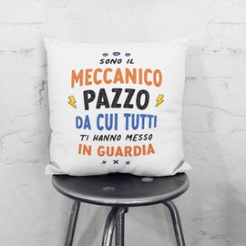 MUGFFINS MECHANIC man Cushion Padding included - in Italian - Tutti ti hanno messo in guardia - Funny gift - Pillow: cover and filling 15.7x15.7 inches
