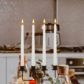 10 inch White Taper Candles-Set of 4 Taper Candles -Dripless and Smokeless,Tall Candlesticks, Home Dinner, Party, Wedding, Long-Lasting Candlesticks,Christmas Candles(10 inch, White)