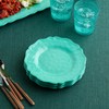 Isabella Teal 9-Inch Salad Plate, Crackle Glaze Effect & Scalloped