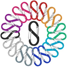 S Carabiner Small Aluminium Key Ring Mini Carabiner Pack of 20 for Camping/Fishing/Outdoor Sports (Colourful)