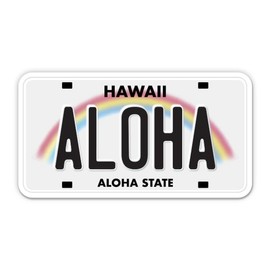 Squiddy Aloha Hawaii State License Plate Style - Vinyl Sticker for Car, Laptop, Notebook (5" Wide)