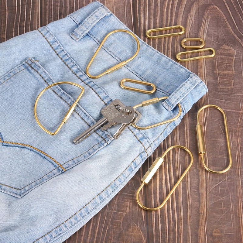 QUARKZMAN 3 Pieces Brass Screw Lock Key Ring Car Key