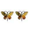 Sterling Silver and Baltic Multicolored Amber Earrings "Butterfly"