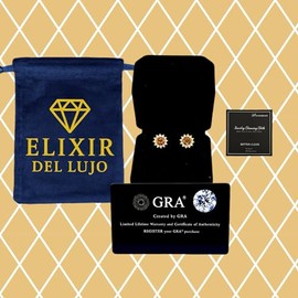 Aretes Flor de Moissanita para Mujer | Plata .925 Bañados en Oro Amarillo 18K | Elixir del Lujo | Certificado GRA | Joyería Fina y Exclusiva de Alta c