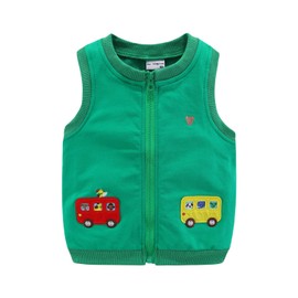 Mud Kingdom Little Boys Vests Outerwear Cute Animal Bus Size 6 Green