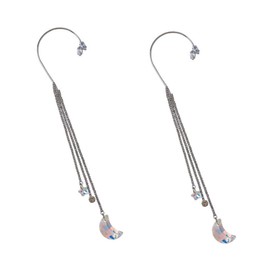 Mikinona Fashionable Rhinestone Ear Tassels Ear Clip Earrings Jewelry No Piercing Earrings for Women