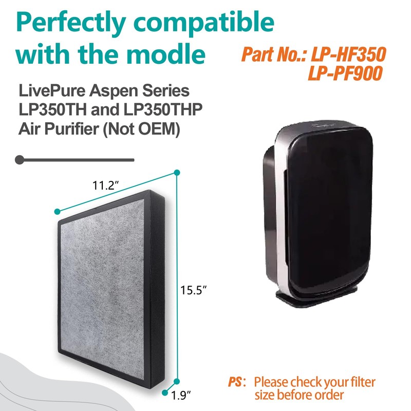 2-pack LP350 Replacement HEPA Filter（2 True HEPA & 8 Pre-Filters