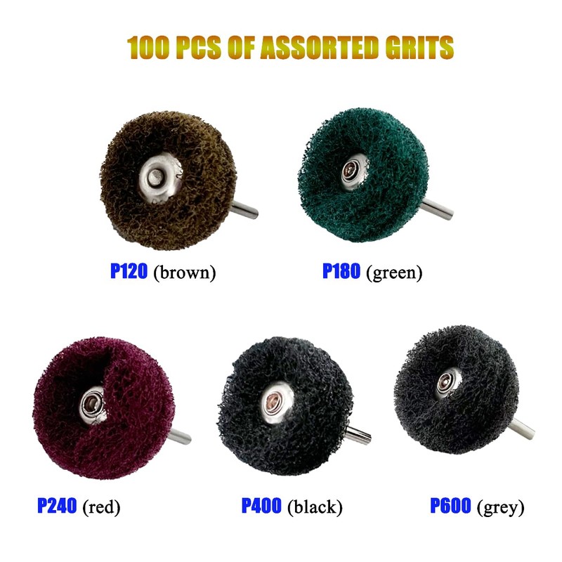 Buffing Wheel 100 Pack Abrasive Polishing Deburring Wheels Metal Polishing