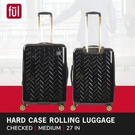 FUL Grove Rolling Luggage, Hardshell Suitcase with Spinner Wheels, Black, 27 Inch