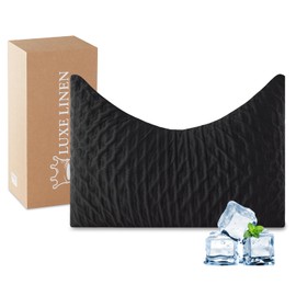 Luxe Linen Side Sleeper Pillows for Adults, Adjustable Shredded Memory Foam Bed Pillows for Neck and Shoulder Pain, Standard Black Cooling Curved Pillows with Washable Cover & Extra Foam Bag