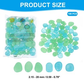 PATIKIL Glowing Stones, 100 Pcs Glow in the Dark Rocks for Indoor Outdoor Fish Tank Decorations Garden Yard Landscaping Gifts for Friends, Light Blue-Green