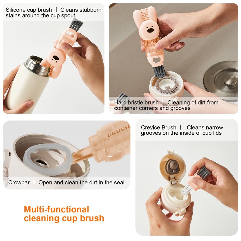 4 in 1 Cup Lid Cleaning Brush, 3 in 1