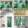 LB Shower Curtain Jungle, Green Bath Curtain with 12 Hooks,