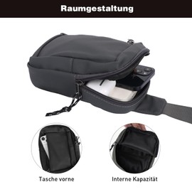 Minicloss Mini Shoulder Bag, Mini Men's Chest Bag, Shoulder Bag with Outdoor Sports, Outdoor Travel with Shoulder Bags, Shoulder Bag Chest Bag for Lightweight and Breathable, gray