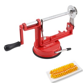 Potato Spiral Cutter, Twisted Potato Slicer Stainless Steel French Fry Cutter Hand Crank Curly Fries Potato Cutter with Suction Base for Potato