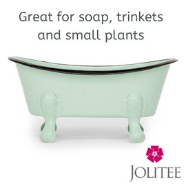 Rustic Enamel 1 Piece 5.5" Metal Clawfoot Mini Bathtub Soap Dish Mini Bath Tub Decoration Clawfoot Tub Soap Caddy Mint