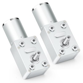 QCDENG 2PCS DC 24V 25RPM High Torque Turbo Worm Geared Motor, 26W Electric Motor High Torque Rotation Motor, Small Electric Motor Low RPM