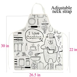 ENSIANTH Funny Cooking Aprons for Women Men Kitchen Aprons with Pockets Chef Apron Waterproof Master Chef Apron Cooking Lover Gifts (24510 i love cooking)