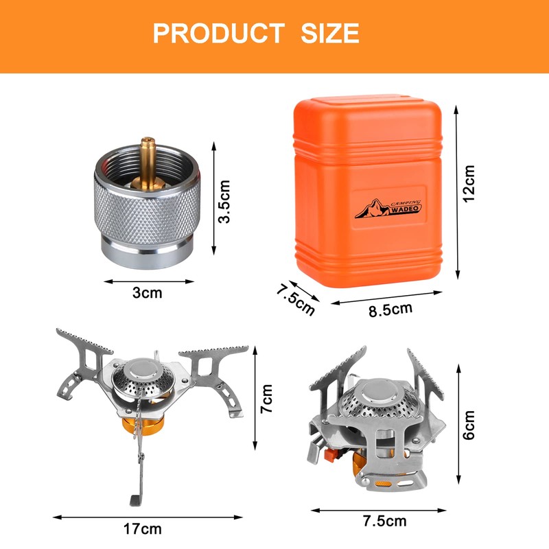 WADEO Camping Gas Stove, 3700W Portable Backpacking Stove with Piezo