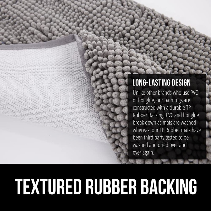 GORILLA GRIP Bath Rug Mat, Thick Soft Absorbent Chenille, Quick