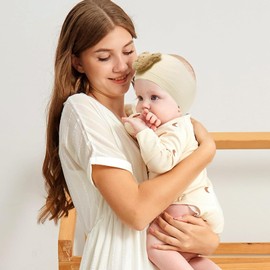 KU Pack of 3 Baby Headbands, Little Bear Headbands, Baby Girls Baby Headbands, Turban Hat, Baby Soft Elastic Hair Bands, Baby Newborn Girls Toddler Headbands for 0-6 Months