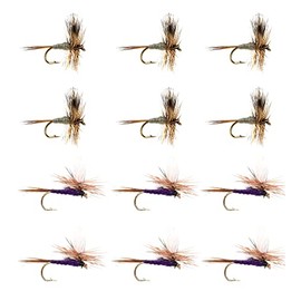 12 Top Produce Adams and Purple Haze Parachute Trout Fly Fishing Assortment | Dry Flies