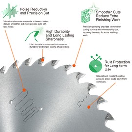 KANEFUSA Wood PROs Table Saw Blade, 10”, 40T, 5/8” Arbor, Thin Kerf, Combination, (D 10 | T 40 | K 7/64 | A 5/8 | ATB) 659-K694-403