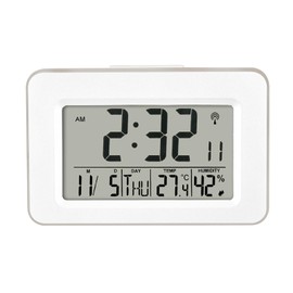 HZDHCLH Funkwecker Digitaler Wecker LCD Display Schlummerfunktion Nachttisch Tischuhr mit Licht 12/24 Datum Temperaturanzeige Luftfeuchtigkeit(Weiß)