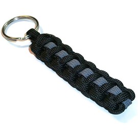 RedVex Thin Line Paracord Key Chain/Key Fob - Choose your colors - 3", 4", 6", and 8" Lengths (Qty-1) (Black with Gray Line, 6-inch with Handcuffs & ABS Clip)