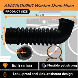 Upgraded AEM75152901 Washer Drain Hose Assembly Compatible with LG Front Loading Washers Machines: WT7800CV, WT7800CW, WT7900HBA, WT7880HWA, WT7405CW