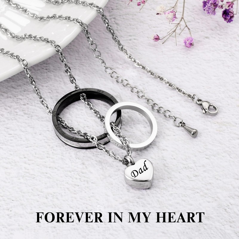 Cremation Urn Necklace for Ashes Eternal Memory Carved Keepsake Stainless