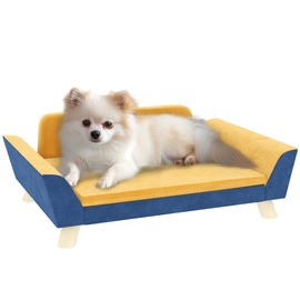PawHut Dog Sofa Bed, Dog Couch, Pet Sofa for Small Dogs with Soft Cushion, Removable Washable Cover, Elevated Dog Bed Couch with Anti-Slip Foot Pads, Orange