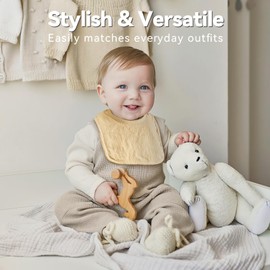 Wrrernsin Muslin Baby Bibs for Unisex Boys Girls, Cotton Drool Bibs, Adjustable Newborn Bibs for Drooling and Teething