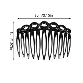 6PCS French Hair Side Combs, Plastic Twist Decorative Styling Comb, Vintage Fine Hair Clips Pins, 3 Colors Bridal Wedding Veil Teeth Combs Accessories for Women Girls