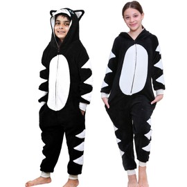 A2Z 4 Kids Animal Onesie for Kids Girls Boys Super Soft Costume Onesie - E.S Cat Black 11-12