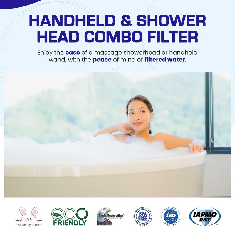 Crystal Quest Luxury Handheld Shower Power Filtration System - Black