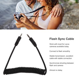 2.5mm Flash Sync Cable, 3.5mm Male to Male Coiled Cord, Spring Design, Stable Without Delay, for Leica V LUX, Series, for GF, GH, G, L, LC, FZ All Series