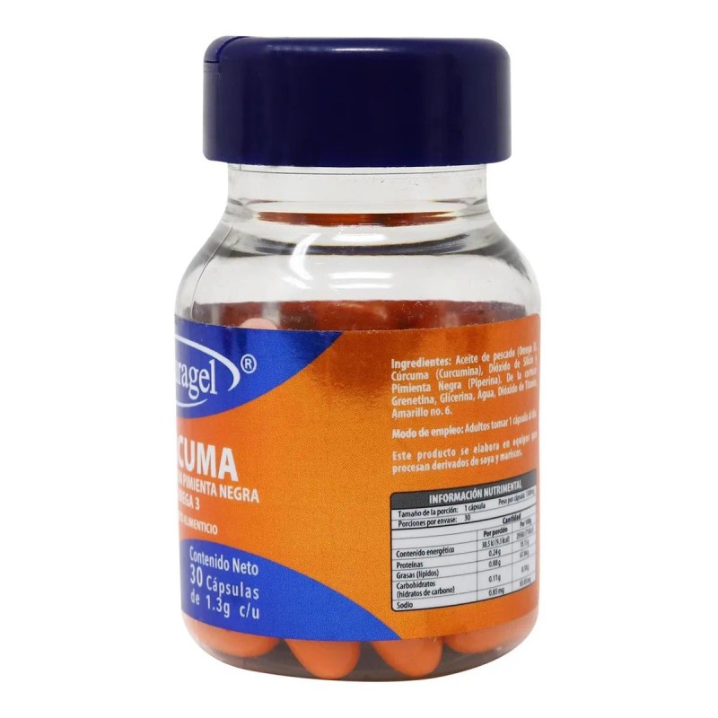 Naturagel Cúrcumacurcumina+pimienta Negra+omega 3 30 Cap Sabor Sin Sabor