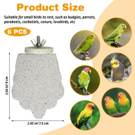 PINVNBY 6 PCS Bird Perch Parrot Beak Grinding Stone Calcium Mineral Parrot Perch Foot Claws Trimmer Chewing Toy Bird Cage Accessories for Small Medium Budgie Cockatiel Conure Lovebird (Grape)