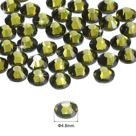 MECCANIXITY 1440 Pcs Hotfix Rhinestones Flatback Crystal Glass Gems for Crafts Clothes DIY Decoration(SS20 4.8mm,Olive Green)