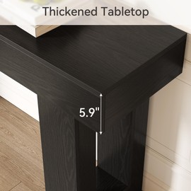 LITTLE TREE 63-Inch Long Console Tables for Entryway, Large Sofa Table Behind Couch, Wooden Entry Foyer Hallway Table, Industrial Console Sofa Tables for Living Room, Black