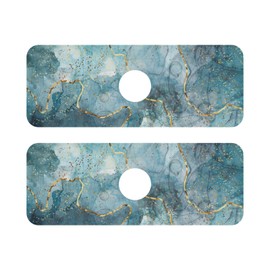Kitchen Faucet Absorbing Mat Sink Splash Guard Behind Faucet Drip Catcher for Bathroom RV Bar 14.7x5.4in 2PCS Marble Art