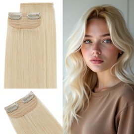 SEGO 1PCS Clip in Hair Piece 2 Clips Clip in Remy Human Hair Extensions Seamless Short Straight Invisible Hairpin for Thinning Hair Adding Hair Volume 1PCS 4/6/8/10/12 Inches 8/10/12/15/17g