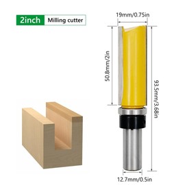 Top Bearing Flush Trim Router Bit, Pattern Router Bit 1/2 Shank, 3/4 Cut Dia, Cutting Depth 2 Inch for Woodcutting Trim Shelf Edging, Veneer or Laminates