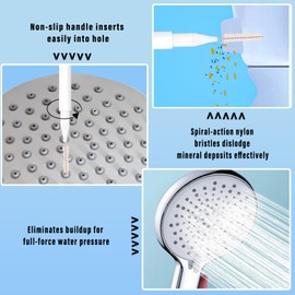 RWNXKARN 30 Pcs Shower Head Cleaner Tool with Shower Head Cleaning Brushes & Showerhead Cleaner Picks - Unclogs Clogged Nozzles, Removes Hard Water Deposits & Small Gaps | Durable Bristle Design