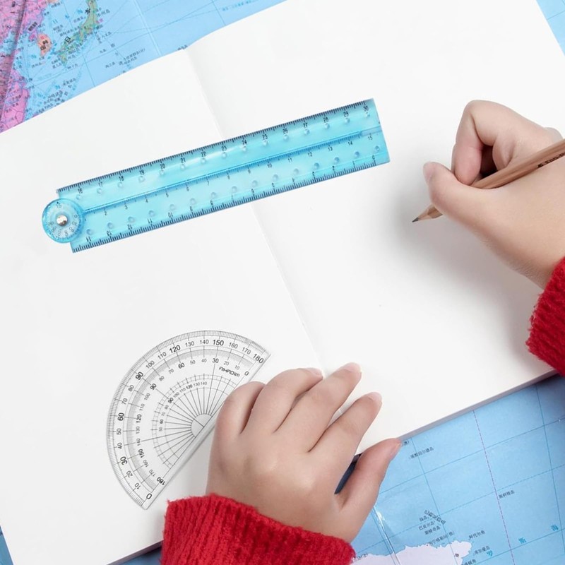 Folding Ruler,30cm Foldable Ruler 15cm Clear Ruler Stationery Ruler Transparent